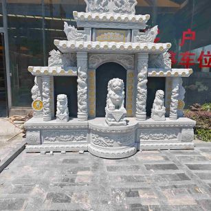 武汉芝麻白中国黑石材套墓 花岗岩墓碑