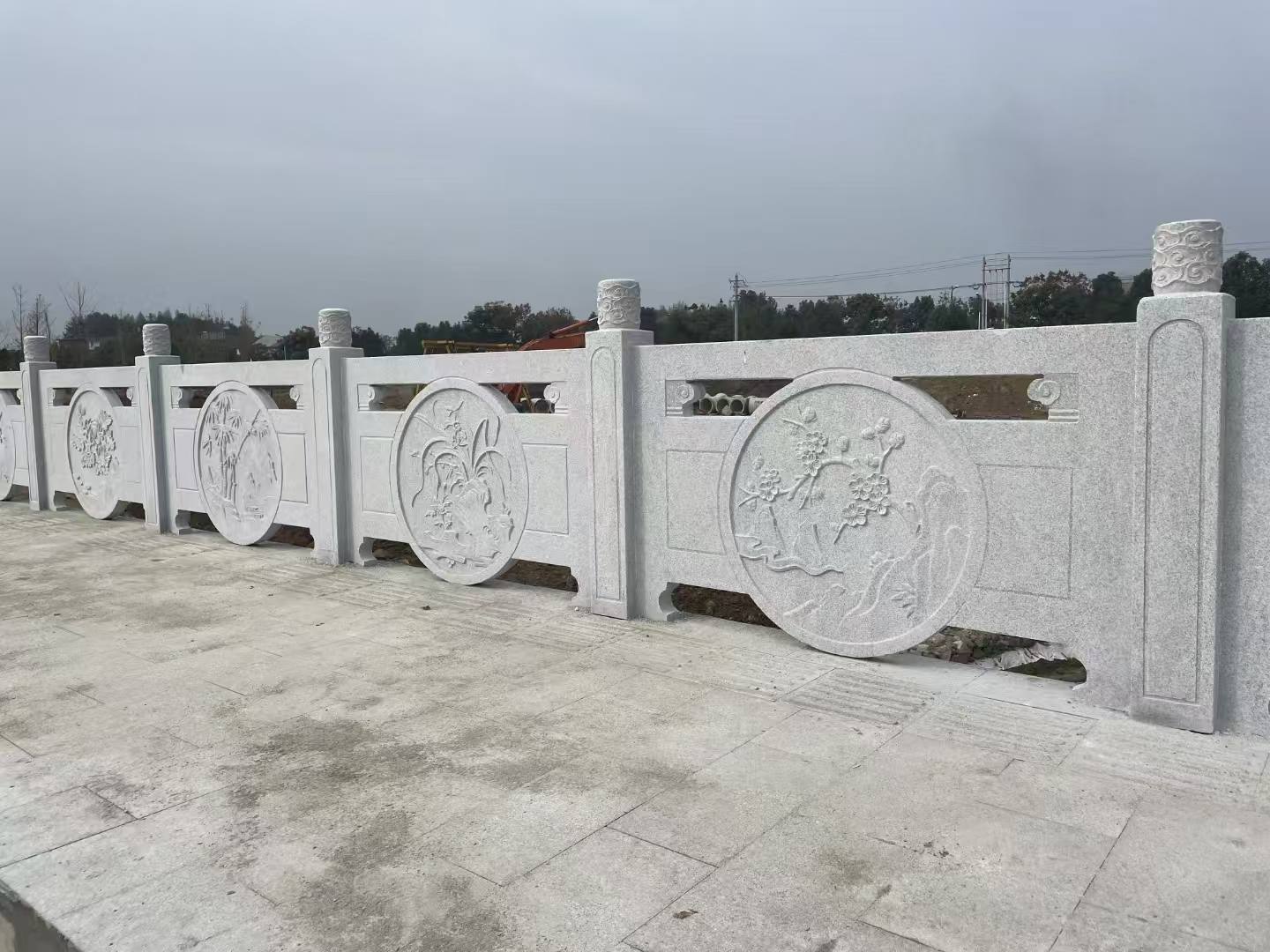 武汉芝麻白河道栏杆 石材栏杆